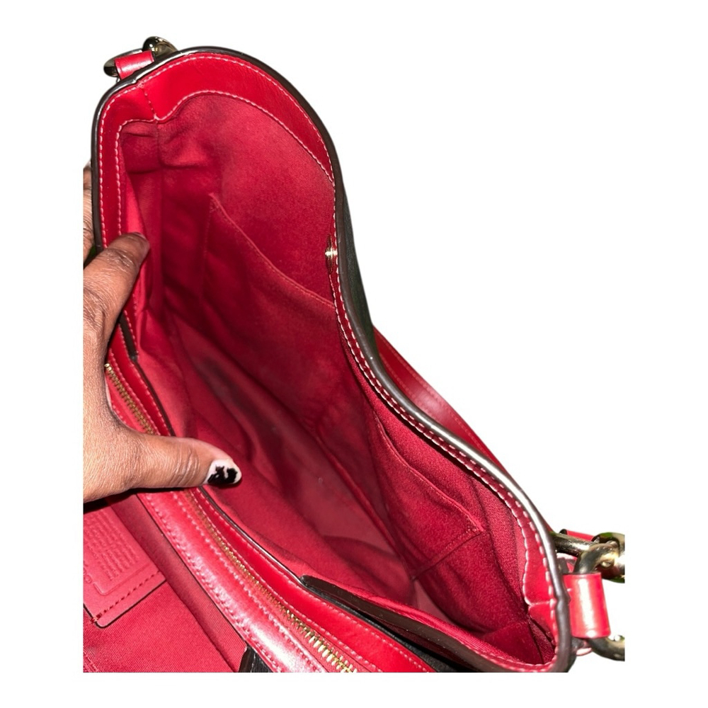 Women's Coach Brown Monogram Red Trim Shoulder Bag One Size - Picture 5 of 11